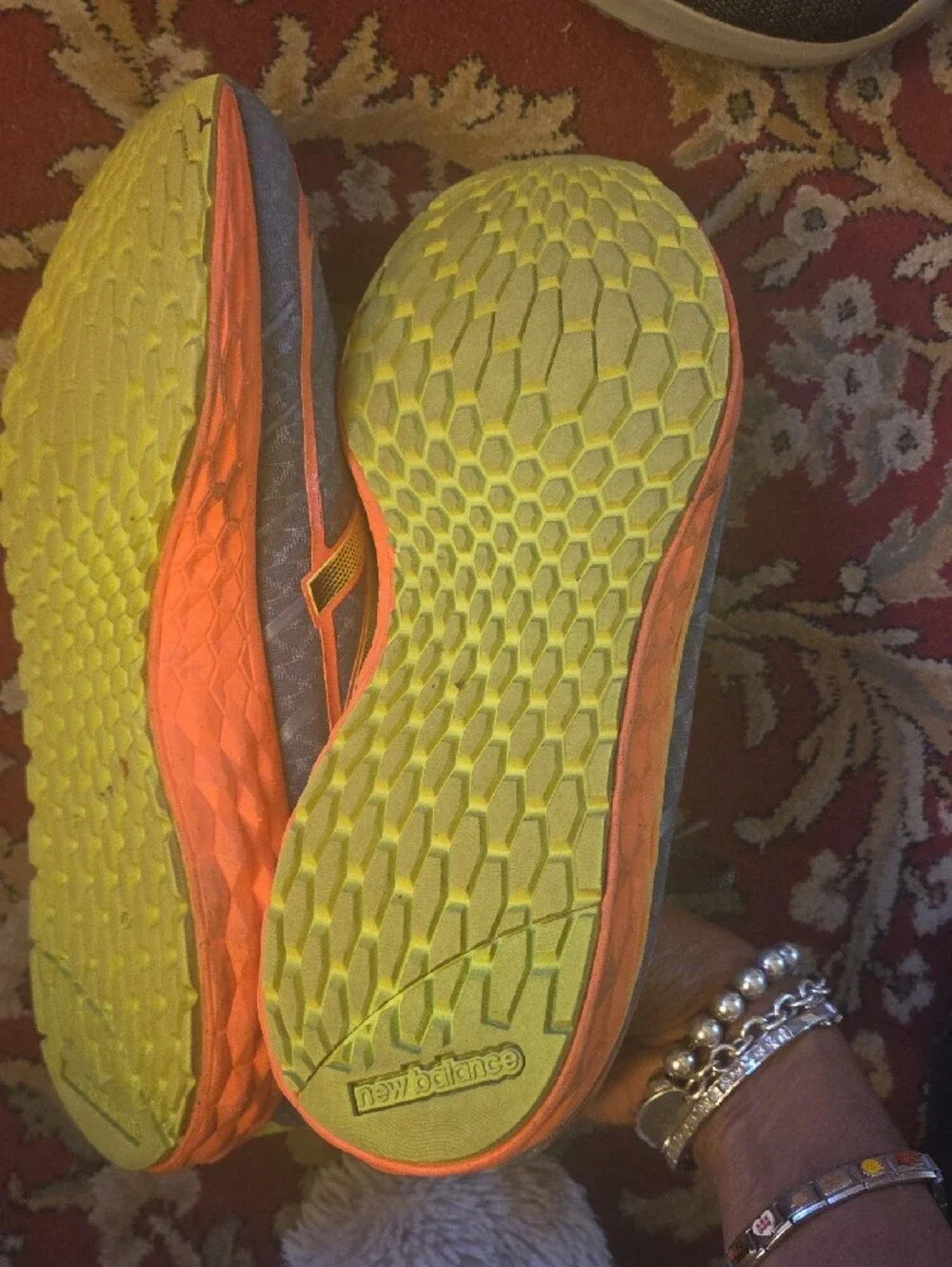 New Balance Gray Neon Yellow & Orange Men's Running Shoes